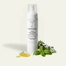 Skincare bottle with green leaves of theOliveSense Cleaning Foam with Herbs & vitamin E soap is a handmade 100% all natural product, made from extra-virgin olive oil