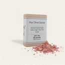 Handmade olive oil soap with pink clay and silk, soothing and brightening with pink front