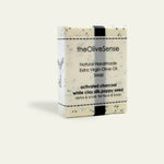 Bar of soap with 'theOliveSense' branding on a white background