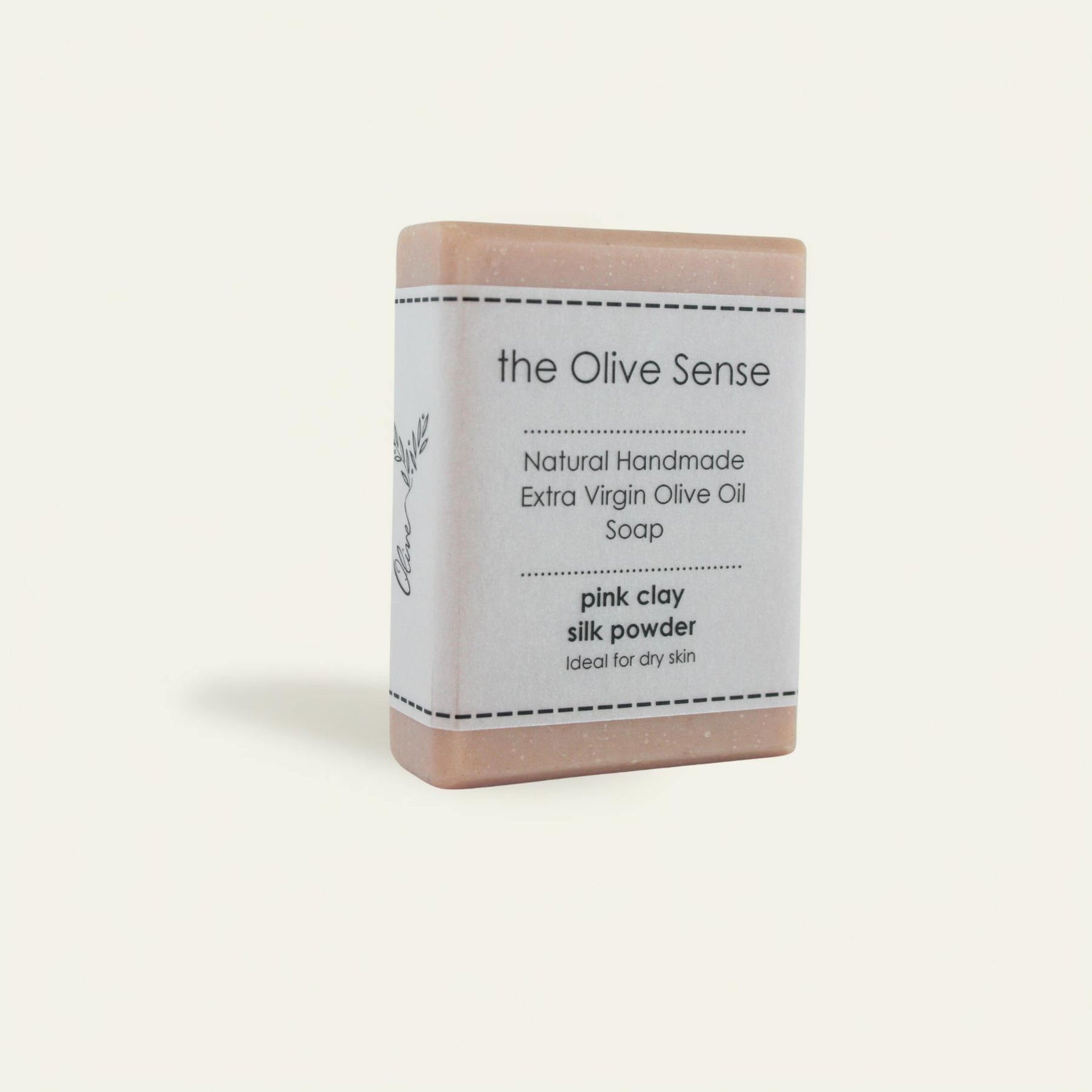 Handmade olive oil soap with pink clay and silk, soothing and brightening 