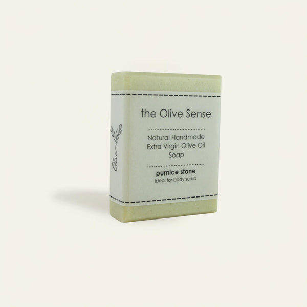 Handmade olive oil soap with pumice stone, exfoliating and refreshing.