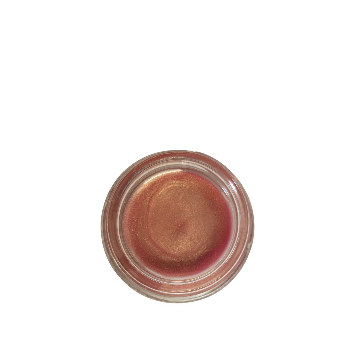 Small round container of brown cream on a white background
