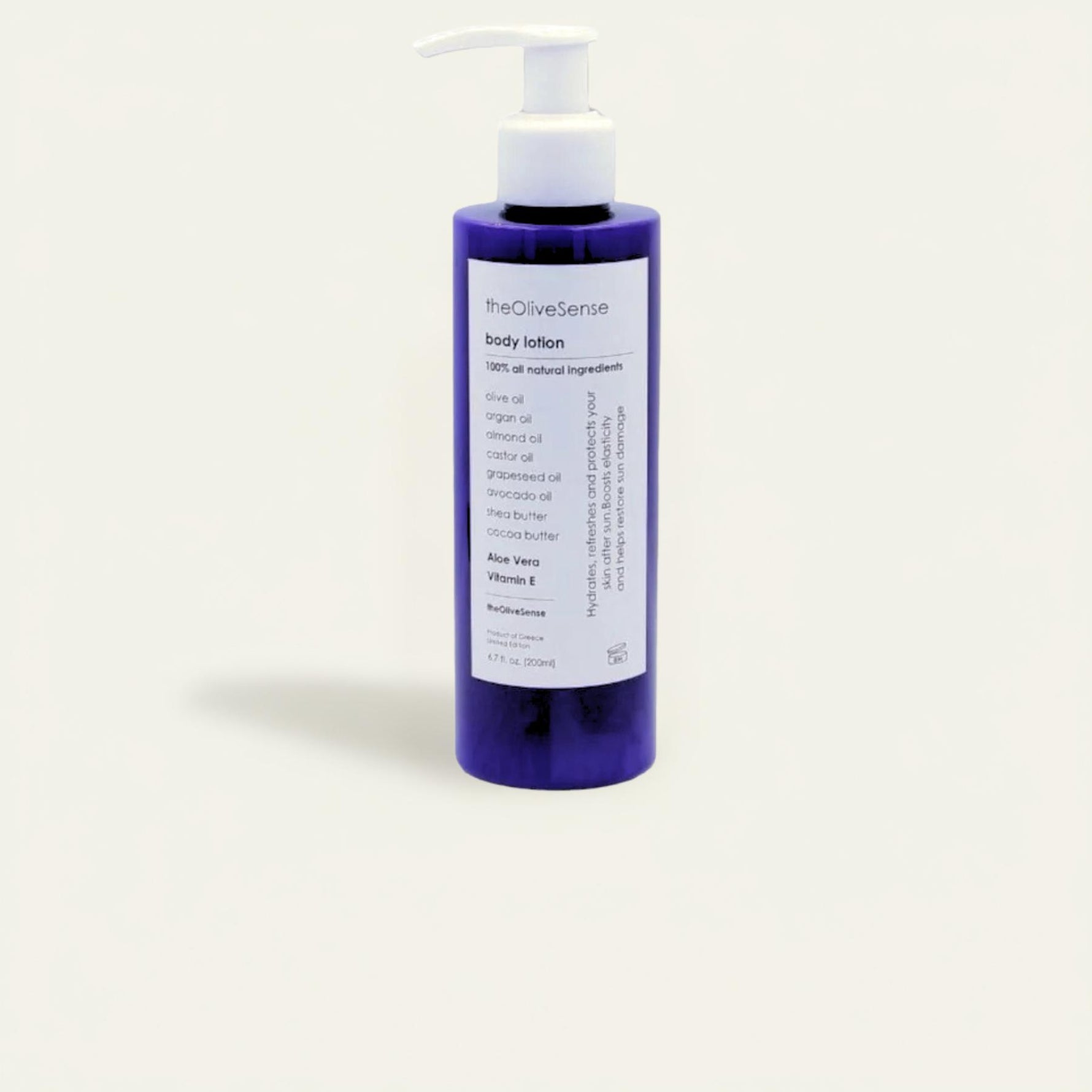 Body Lotion theOliveSense rich in vegetable oils and butter,combined with aloe vera and a high percentage of Vitamin E with a wonderful rerfume